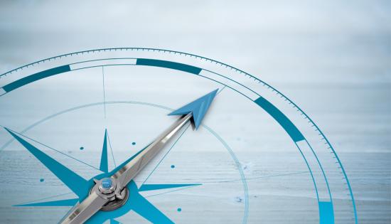 Charting the course for open finance Compass and seascape looking towards horizon.